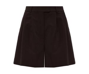 Lacoste - Bermudas Oversized de Lana Mezclada con Pliegues - Shorts - Mujer - Marrón - M -
