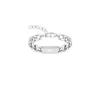Lacoste Brazalete de cadena colección BACKHAND para hombre de acero inoxidable con placa grabada, modelo 2040439