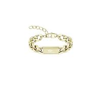 Lacoste Brazalete de cadena colección BACKHAND para hombre en oro amarillo con placa grabada, modelo 2040440