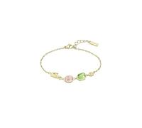 Lacoste Brazalete de cadena mujer en acero inoxidable con baño iónico de oro amarillo adornado con cristales, modelo 2040606