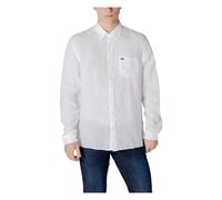 Lacoste - Camisa blanca de lino de manga larga con bolsillo - Shirts - Hombre - Blanco - 4XL -