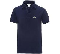 Lacoste - Camisa con Cuello de Polo de Manga Corta para niño, Talla 8 años (128 cm), Color Azul Marino 166