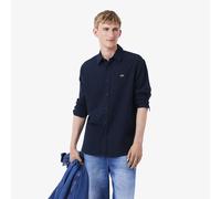 Lacoste Camisa manga larga Chemise en flanelle de coton regular fit in Marino FR 44