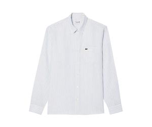 Lacoste - Camisa de Lino a Rayas Azul Claro - Shirts - Hombre - Azul - 4XL -