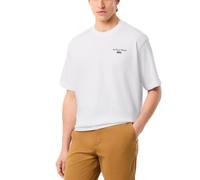 Lacoste Camiseta Blanca Jeu Set et Match, Algodón Orgánico, Corte Holgado, Manga Corta, Estampado Gráfico con Cocodrilo Bordado, Hombre (FR/ES, Letras, L, Regular, Regular)