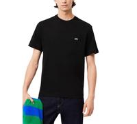 Lacoste Camiseta de algodón con bolsillo en el pecho, color negro
