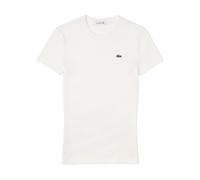 Lacoste- Camiseta de algodón de canalé Slim Fit- Tops- Mujer- Blanco- 2XS- Camiseta de algodón de canalé Slim Fit