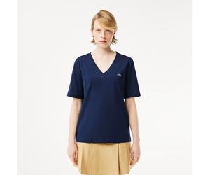 LACOSTE Camiseta desenfadada con cuello de pico. Color Azul Marino