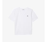 LACOSTE Camiseta desenfadada con cuello de pico. Color gris claro
