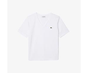 LACOSTE Camiseta desenfadada con cuello de pico. Color gris claro