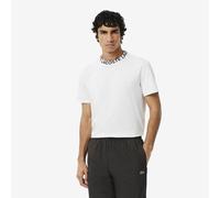 LACOSTE Camiseta elástica regular fit con cuello de jacquard. Color Blanco