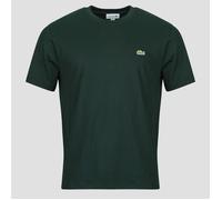 LACOSTE Camiseta de punto con cuello redondo. Color Verde Oscuro
