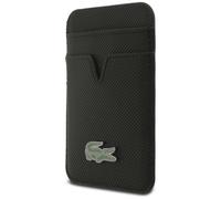Lacoste - Cartera para Tarjetas, Compatible con MagSafe, Almacenamiento de Tarjetas, Tarjetero, piqué pequeño, Piel sintética, Color Negro