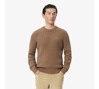 LACOSTE Chaleco con cuello redondo de punto trenzado. Color camel