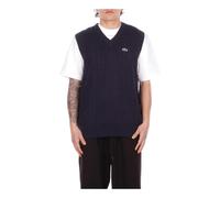 Lacoste- Chaleco de Punto con Cuello en V y Trenzas- Knitwear- Hombre- Azul- L- Chaleco de Punto con Cuello en V y Trenzas
