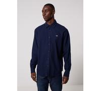 Lacoste Camisa manga larga Chemise en flanelle de coton regular fit in Marino FR 38