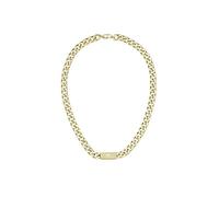 Lacoste Collar de cadena colección BACKHAND para hombre en oro amarillo con placa grabada, modelo 2040434