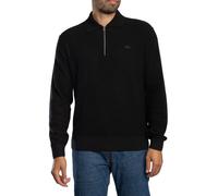 Lacoste de los hombres Sudadera con cuello polo y cremallera 1/4, Negro