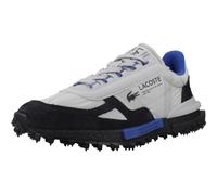 Lacoste Elite Active 12 Zapatillas Deportivas, Gris Oscuro con Azul, Nailon y Ante, Suela de Caucho, Estilo Retro Running (Sistema Tallas Calzado EU, Adulto, Hombre, Números, Mediano, 41)