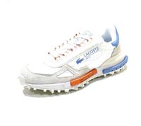 Lacoste Elite Active Zapatillas Deportivas Retro Running, Blanco y Azul, Nailon y Ante, Suela de Caucho, Ligeras (Sistema Tallas Calzado EU, Adulto, Hombre, Números, Mediano, 40.5)
