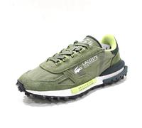 Lacoste Elite Active Zapatillas Deportivas Running, Verde Khaki, Nailon y Ante, Suela Caucho Texturizada, Estilo Retro Años 70 (Sistema Tallas Calzado EU, Adulto, Hombre, Números, Mediano, 44)