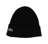 Lacoste Gorro RB0001 de lana acanalado con parche de cocodrilo Negro Talla única