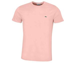 Lacoste Hombre Camiseta Logo Crew, Rosado, Small