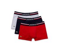 Lacoste Hombre Pack De 3 Boxer Courts Bóxer Not Applicable, Multicolor (Marine/Argent Chiné/Rouge W34), Small