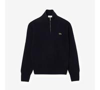 LACOSTE Jersey con cremallera y cuello alzado de lana cardada lisa. Color Azul Marino