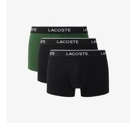 LACOSTE Lote de 3 calzoncillos bóxer lisos de algodón elástico. Color negro/verde