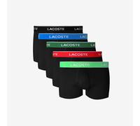 LACOSTE Lote de 5 bóxers lisos con cintura de color. Color azul marino