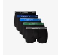 LACOSTE Lote de 5 bóxers lisos con cintura de color. Color Negro