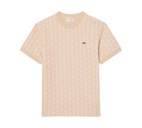 Lacoste- Monogram Jacquard T-Shirt- Tops- Hombre- Beige- M- Monogram Jacquard T-Shirt