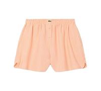 Lacoste Pantalón Corto Tipo Bóxer para Mujer, Lino y Lyocell, Corte Holgado, Rayas Naranja, Cocodrilo Bordado (FR/ES, Números, 36, Regular, Regular)