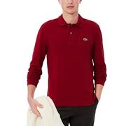 Lacoste Polo clásico de piqué de manga larga para hombre, Bordeaux, 4X-Large
