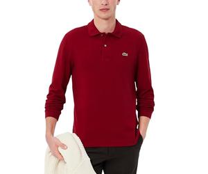 Lacoste Polo clásico de piqué de manga larga para hombre, Bordeaux, X-Large