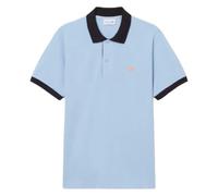 Lacoste Polo de Hombre, Azul Claro con Contraste Negro, Algodón Orgánico 100%, Corte Clásico, Cocodrilo Bordado