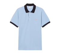 Lacoste Polo de Hombre, Azul Claro con Contraste Negro, Algodón Orgánico 100%, Corte Clásico, Cocodrilo Bordado