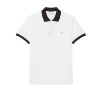 Lacoste Polo para Hombre, Blanco con Negro, Algodón Orgánico 100%, Corte Clásico, Piqué con Contraste