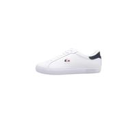Lacoste Powercourt - Tenis de Piel para Hombre, Talla 40, Blanco/Azul Marino/Rojo, Blanco/Azul Marino/Rojo, 44.5 EU