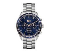 Lacoste - Reloj de Tres manecillas para Hombre con Pulsera de Acero Plateado y Blanco