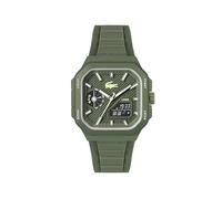 Lacoste Reloj Mecanismo de Cuarzo de Tres manecillas, colección LC33 Square, Color Verde, con Correa de Silicona Verde, 2011505
