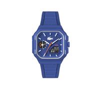 Lacoste Reloj Tres manecillas y Mecanismo de Cuarzo, colección LC33 Square, Color Azul, con Correa de Silicona Azul, 2011504