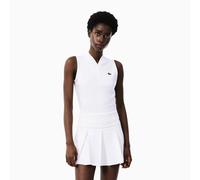 Lacoste Sleeveless Ultra-Dry Cutout Panel Tennis Polo White Camiseta de tirantes para mujer S