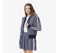 LACOSTE Sudadera con capucha en jacquard con monograma y cremallera. Color azul marino/blanco