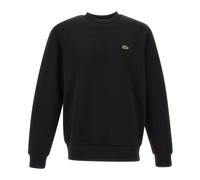 Lacoste- Sudadera de Felpa con Cuello Redondo de Algodón Cepillado- Sweatshirts & Hoodies- Hombre- Negro- L- Sudadera de Felpa con Cuello Redondo de Algodón Cepillado