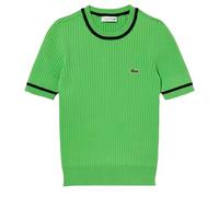 Lacoste Sudadera de manga corta de punto acanalado sin costuras 3D para mujer, verde, 38