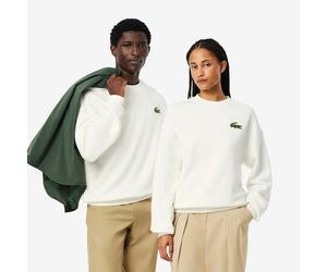 LACOSTE Sudadera polar holgada. Color Crema
