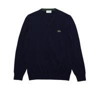 Lacoste - Suéter Azul de Algodón con Cuello en V y Logo Bordado - Knitwear - Hombre - Azul - S -