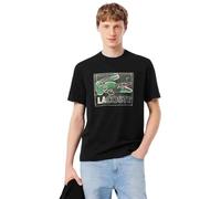 Lacoste Camiseta TH1446 031 para hombre algodón classic fit con estampado Negro L